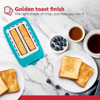 Holstein Housewares 2-Slice Toaster with 7 Browning Settings, Extra-Wide Slots, Reheat, Defrost, Cancel, High-Lift Release, Removable Crumb Tray – Compact Stainless Steel, Teal