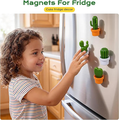 Renmxj 12 Pcs Refrigerator Magnets - Cute Mini 3D Cactus Fridge Magnets, Funny Lifelike Succulent Plant Magnets for Kitchen, Office, Locker, Whiteboard Decor (Yellow and White)