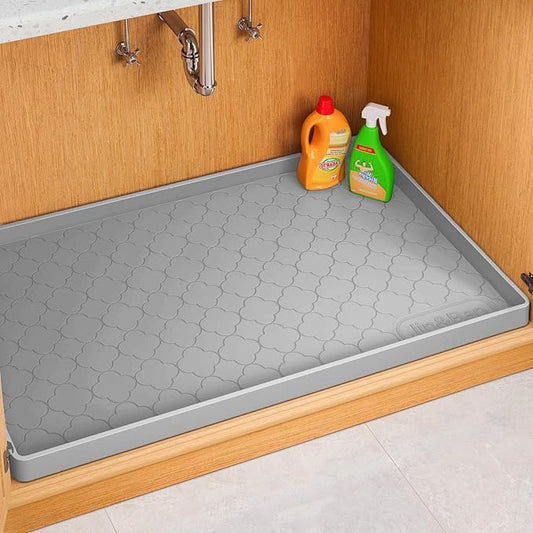Jin&Bao Waterproof Under Sink Mat 19" x 19", Thick Silicone Mat Cabinet Protector for Kitchen and Bathroom, Shelf Liner, Home Organizer and Storage, Multipurpose Tray for Gadgets and Essentials