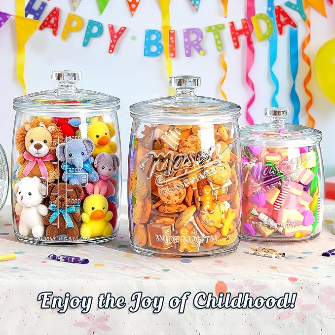 Half Gallon Cookie Jar, Glass Flour Sugar Storage Container for Kitchen Pantry & Laundry Room,Wide Mouth Mason Jar for Sourdough Starter, Candy, Flour, Dog Treats, Coffee - Set of 1