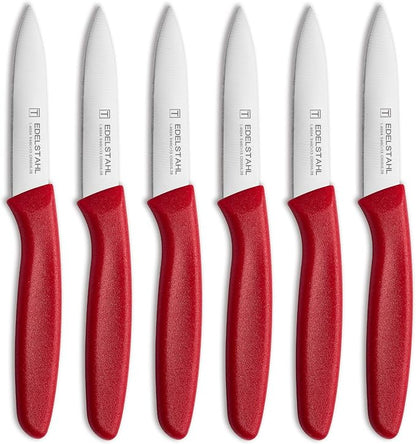 Paring Knives with Straight Edge,Spear Point,Stainless Steel Paring Knife Set of 6,Sharp Small Kitchen Knife for Cutting Vegetable&Fruit,Ergonomic Paring Knife,Red Peeling Knifes