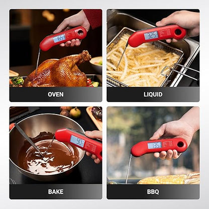 Professional Meat Thermometer Digital, Ultra-Fast 0.5 Sec Instant Read, NIST Certified ±0.5°F Accuracy, IP67 Waterproof, Auto-Rotating Backlit Display, for Fathers Day, Gifts for Him Dad Men