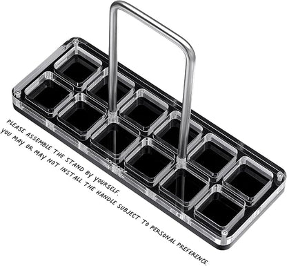Normcore Single Dose Coffee Bean Storage Containers - 12 Tubes Espresso Bean Cellars with Stand & Hopper - One-Way Exhaust Valve - Capacity 25-28g - Lt Smoke Grey