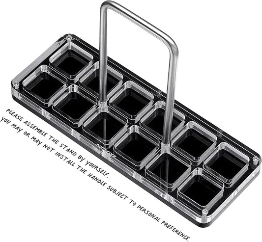 Normcore Single Dose Coffee Bean Storage Containers - 12 Tubes Espresso Bean Cellars with Stand & Hopper - One-Way Exhaust Valve - Capacity 25-28g - Lt Smoke Grey
