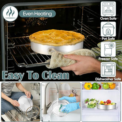 TeamFar 9 Inch Cake Pan, Stainless Steel Round Layer Cake Baking Pan Tin for Birthday Wedding, Non-Toxic & Heavy-Duty, Mirror Finish & Leak Proof, Oven & Dishwasher Safe