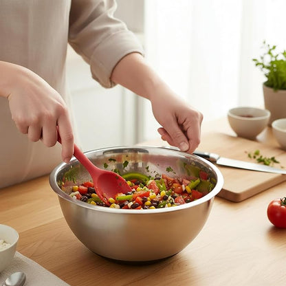 Farberware Colourworks Basting Spoon – 11" Heat-Resistant Silicone Spoon Spatula for Stirring, Flipping & Scraping, Nonstick-Safe Kitchen Tool for Sauces & Soups, Ideal for Everyday Cooking (Red)