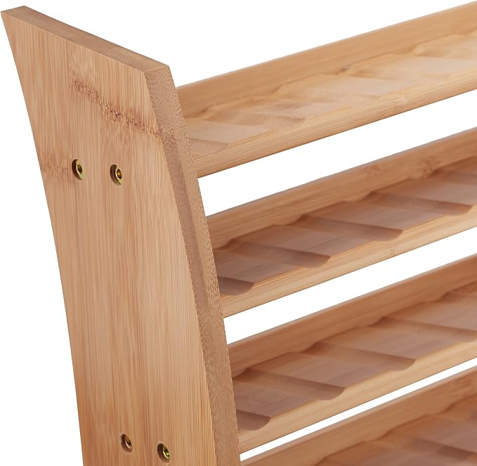 Relaxdays Bamboo Spice Rack, 5 Levels, Standing Kitchen Shelf, H x W x D, 36 x 40.5 x 16 cm, Spice Rack Worktop, Natural