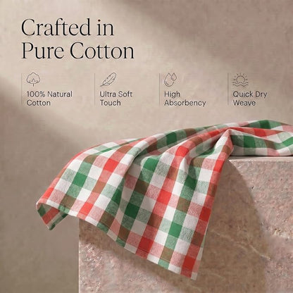 Urban Villa Christmas Kitchen Towels 100% Cotton Dish Towels for Kitchen (Set of 6) 20”x30” Dish Cloths Absorbent Kitchen Linen Set with Hanging Loop Perfect for Drying Dishes Cleaning – X MAS Checks
