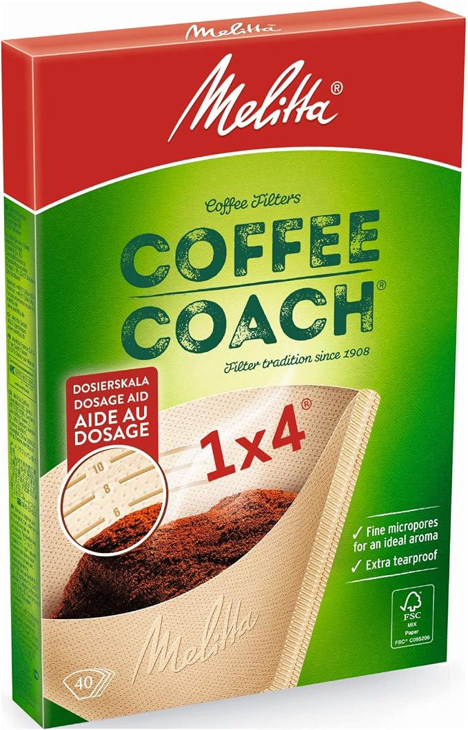 Melitta Coffee Coach Filter Bags 1 x 4 Brown Pack of 40, Paper