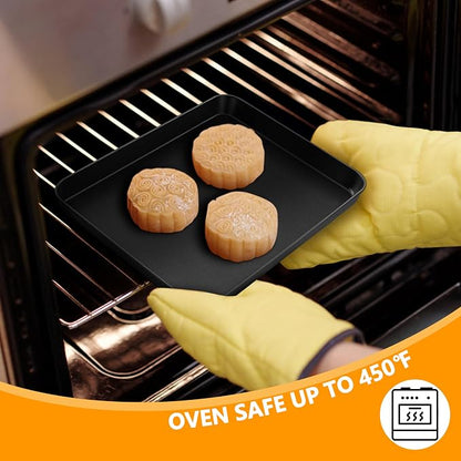 E-far Toaster Oven Baking Sheet with Rack Set, 9 x 7 x 1 Inch Cookie Sheet Baking Pans with Cooling Racks, Warp Resistant & Heavy-Duty, Nonstick & Easy Clean (2 Pans + 2 Racks)