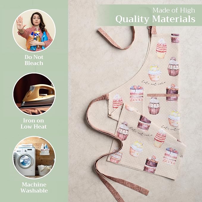 Maison d' Hermine 100% Cotton Apron for women with Pocket Kitchen Chef Apron for Men Cooking Spring Summer