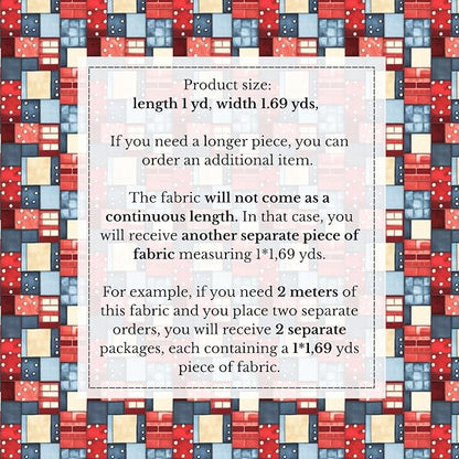 100% Cotton Fabric by the Yard – Turkish Quality Quilting & Sewing Fabric, 1 Yard x 1.69 Yards Wide, Patchwork Cotton for Crafts