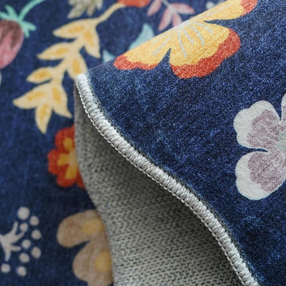 Washable 3x6 Hallway Runner Rug: Low-Pile Floral Scalloped Entryway Runners Non-Slip Stain Resistant Carpet for Kitchen Bathroom Laundry Room Soft Floor Mat for Living Room Bedroom Nursery(3x6/Purple)