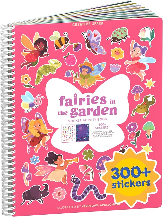 Fairies in The Garden 300+ Kids Sticker Book by Cupkin Toddler Road Trip Coloring and Sticker Book, Road Trip Essentials, 8 Coloring Pages 8 Side by Side Scenes for Ages 2–8 Years