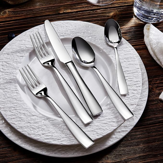 KEAWELL Premium 4-Piece Louis Dinner Fork, 18/10 Stainless Steel, Set of 4, Fine Fork Set with Squared Edge, Dishwasher Safe (8.3 inches)