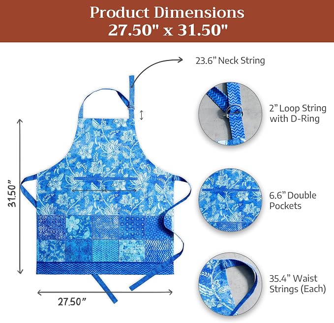 Maison d' Hermine 100% Cotton Apron for women with Pocket Kitchen Chef Apron for Men Cooking Spring Summer