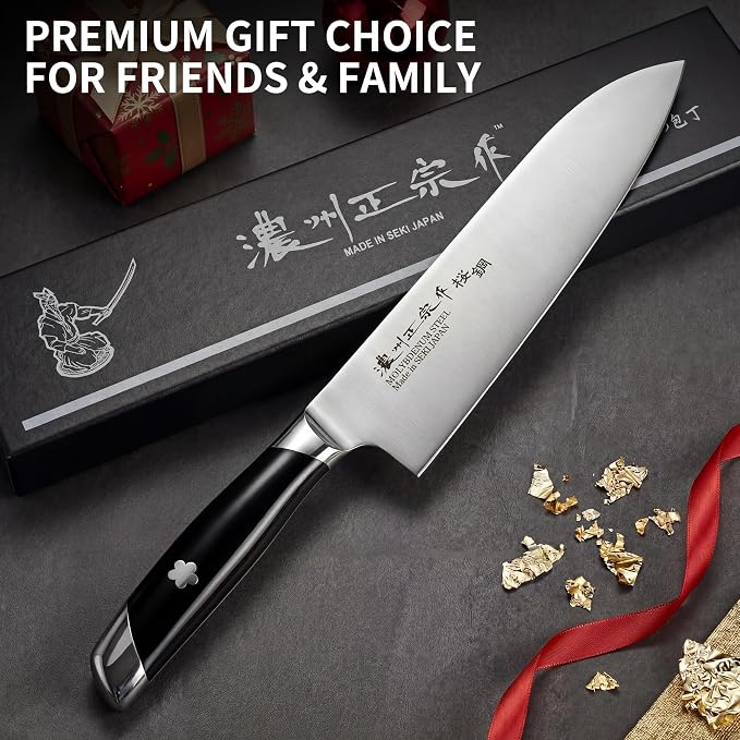 6.7 Inch Santoku Knife, Made in Japan, Ultra Sharp AUS-8 High Carbon Stainless Steel Japanese Chef Knife with Ergonomic Sakura Handle, Kitchen Knife Gifts for Women Men