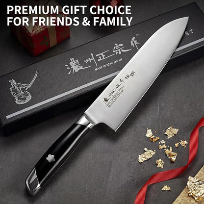 6.7 Inch Santoku Knife, Made in Japan, Ultra Sharp AUS-8 High Carbon Stainless Steel Japanese Chef Knife with Ergonomic Sakura Handle, Kitchen Knife Gifts for Women Men