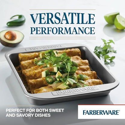 Farberware Nonstick Bakeware 9x9 Baking Pan, Square Cake Pan, Gray