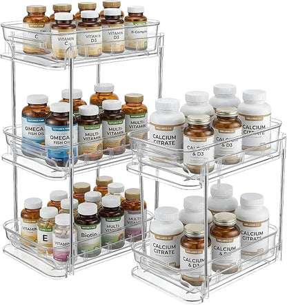 3-Tier Vitamin Storage Organizer, Organizer for Vitamin Bottles And Medicine Bottle, Vitamin Bottle Organizer for Countertop, Bathroom Cabinet Storage Items Are Clearly Visible