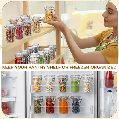 Suclain 40 Pcs 3 oz PET Plastic Storage Jars with Airtight Hinged Lid Mini Sealed Clear Wide Mouth Spice Jar Empty Round Leak Proof Canning Storage Containers for Sugar Jam Sauces Herbs Coffee