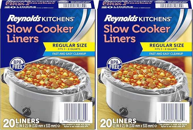 Reynolds Kitchens Slow Cooker Liners, Regular (Fits 3-8 Quarts), 20 Count (Pack of 2)