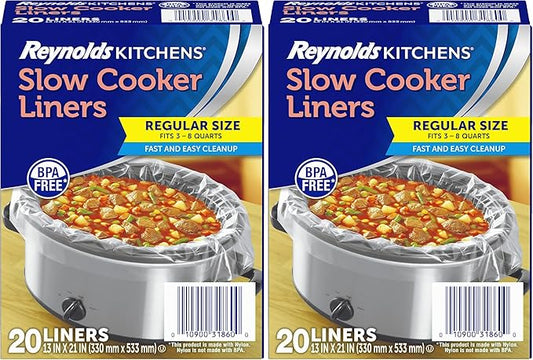 Reynolds Kitchens Slow Cooker Liners, Regular (Fits 3-8 Quarts), 20 Count (Pack of 2)