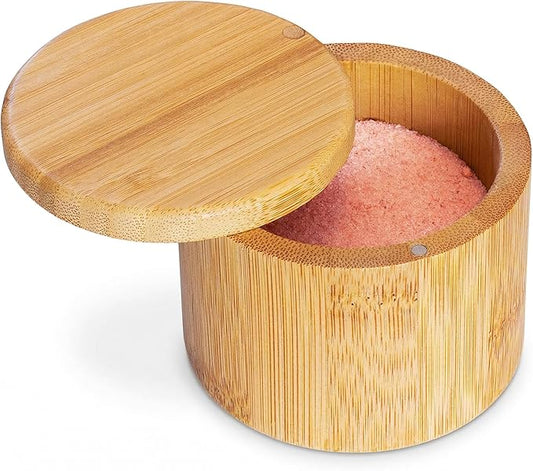 Totally Bamboo Salt Cellar with Swivel Lid - Wooden Salt Container, Bamboo Spice Box for Kitchen Countertop, Magnetic Closure, 6 Oz
