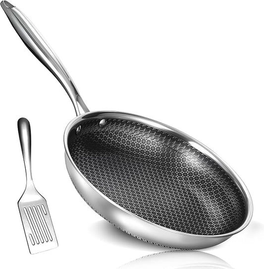 USELUCK 12 Inch Frying Pan,Non Stick Frying Pans,Stainless Steel Skillet,Non-Toxic,PFAS-Free,Suitable for All Cooktops.
