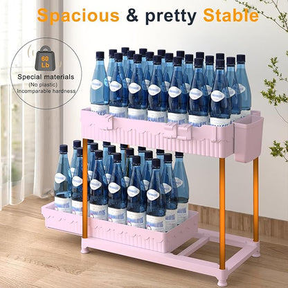 Sevenblue 3 Pack Under Sink Organizers,2-Tier Multi-Use Kitchen and Bathroom Organizers and Storage with Sliding Drawers,Bathroom Cabinet Organizer (Pink, 12.8 Inch)