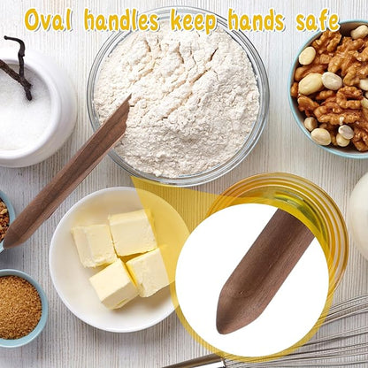 11 Inch Wooden Sourdough Bread Mixing Stir Stick Spurtle Wooden Sourdough Bread Making Tools Paddle Stirring Stick for Kitchen Cooking (Walnut)