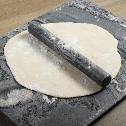 Koville African Natural Marble French Rolling Pin, 12inch Non-Stick Rolling Pin for Baking, Dough Roller for Pasta, Dumpling, Fondant, Pie, Bread, Pizza, Kitchen Baking Tools(Monte Grigio)