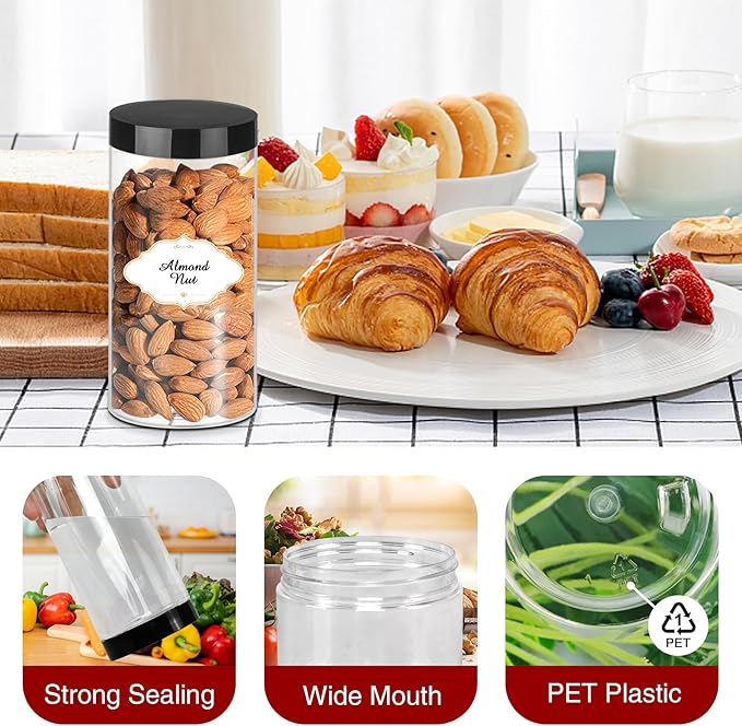 PeacePeo Plastic Jars with Lids 16 OZ, Plastic Jars 24 Pcs Slime Containers with Airtight Screw On Lids Leak Proof Clear Storage Containers Jar Empty for Kitchen & Household Food Storage