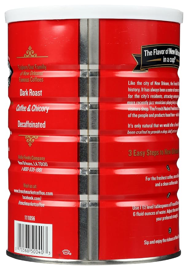 French Market French Roast Medium-Dark Roast Ground Coffee, 12oz Can (Pack of 1)