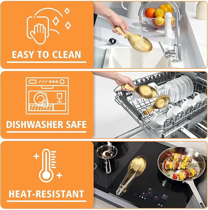 VanlonPro Stainless Steel Spoon Rest, Spatula Ladle Holder, Stainless Steel Utensil Spoon Rest Holder, Brushed Finish, Dishwasher Safe 9.8 x 3.7 Inch (Gold + Gold Fish Tail)