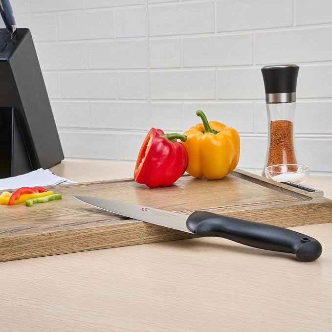 Restaurantware Sensei 8 Inch Chef Knife 1 With Colored Coded Pins Kitchen Knife - High-Carbon Stain-Resistant Black German Steel Meat Knife Ergonomic Handle