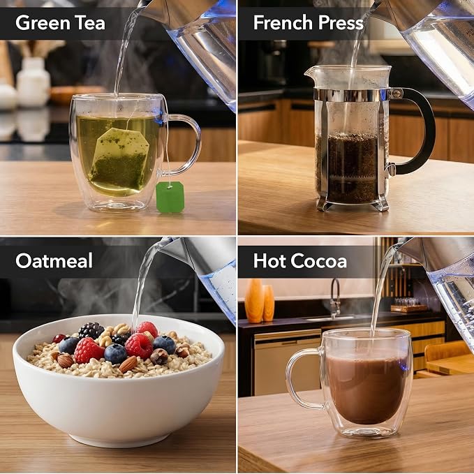 OVENTE Electric Tea Kettle with Temperature Control and Removable Tea Infuser, 1500W Water Boiler and Heater with 1.8L Borosilicate Glass, BPA Free, Auto Shut Off & Boil Dry Protection, Silver KG6610S