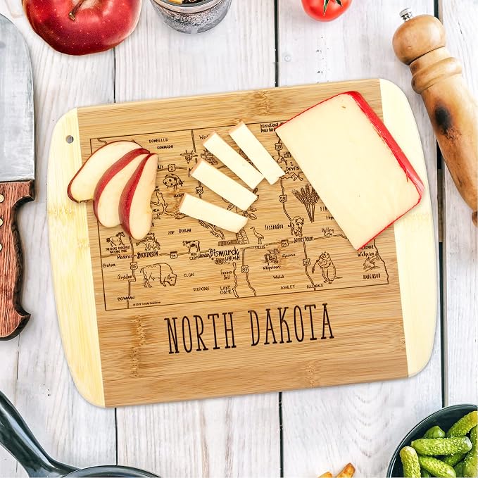 Totally Bamboo A Slice of Life North Dakota State Serving and Cutting Board, 11" x 8.75"