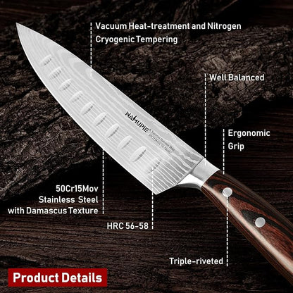 8 Inch Professional Chef Knife High Carbon Stainless Steel Ultra Sharp Kitchen Knife with Ergonomic Wooden Handle Packed by Gift Box