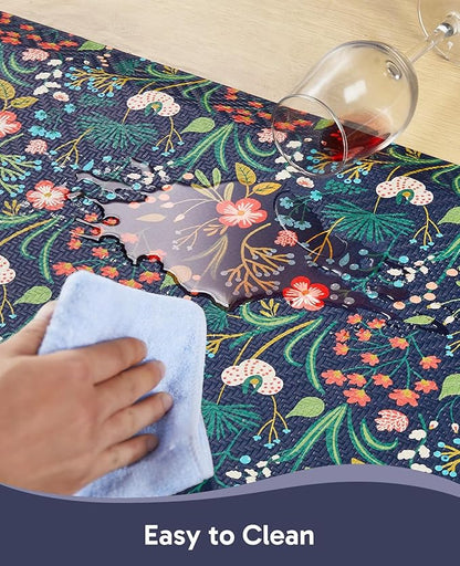 Ophanie Kitchen Mats for Floor, 3/4 inch Thick, 20x39 Anti Fatigue Cushioned Mat, Kitchen Rugs, Waterproof, Comfort Ergonomic Standing Mat for Office, Home, Sink, Blue Flower Non-Slip Ridged Bottom