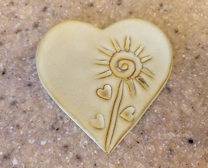 Heart Mini Spoon Rest for Coffee Teaspoon or Tea Ball - Small Size Countertop Miniature Ceramic Spoon Holder in Butter Cream