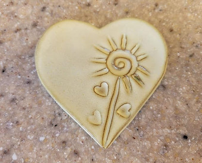 Heart Mini Spoon Rest for Coffee Teaspoon or Tea Ball - Small Size Countertop Miniature Ceramic Spoon Holder in Butter Cream