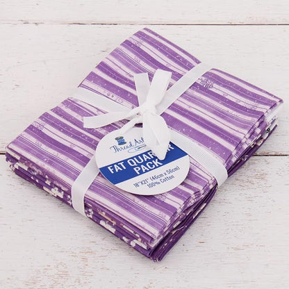 Threadart Exclusive 5 Fat Quarter Bundles - Dark Purple Vintage Prints 100% Cotton Fabric - Premium 100% Cotton Quilting Fabric - No Duplicates - Full Size Fat Quarters 18"x21" - Dark Purple