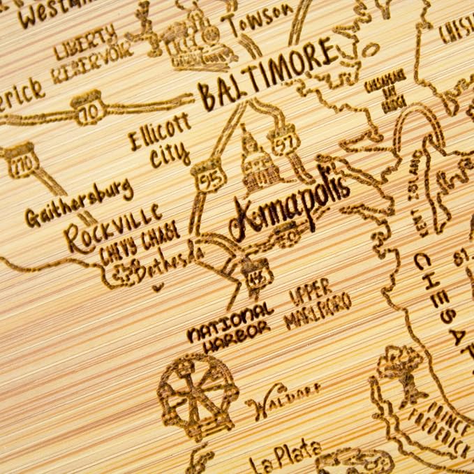 Totally Bamboo A Slice of Life Maryland State Serving and Cutting Board, 11" x 8.75"