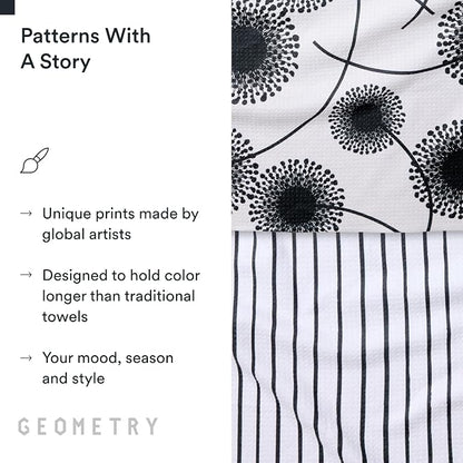 GEOMETRY Kitchen Tea Towels - Quick Dry Microfiber Dish Towels for Kitchen Linen Breeze, 18" x 30" 2 Pack