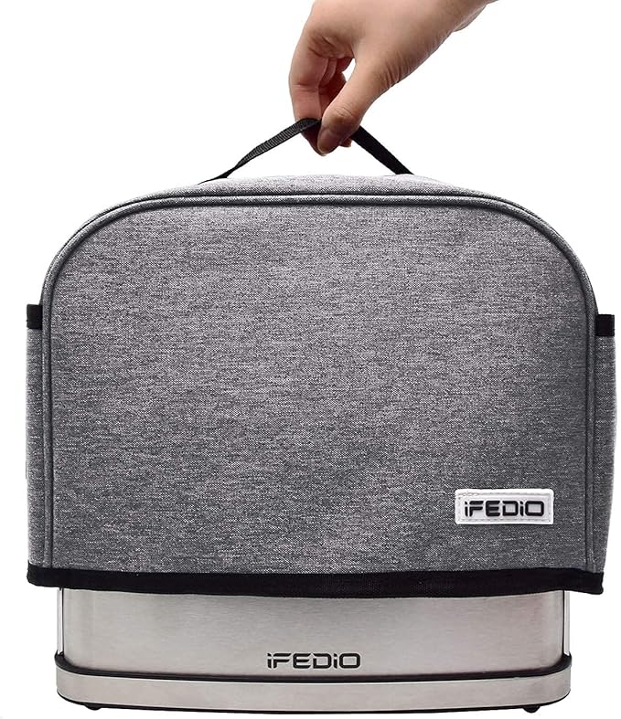 2 Slice Toaster Cover with Two Pockets for Storing knife,Grey