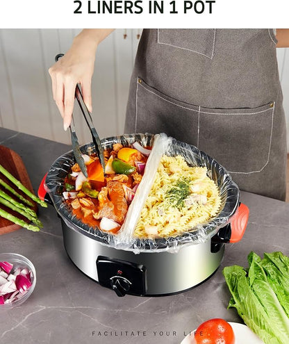 Syntus Slow Cooker Liners, 20 Count Cooking Bags Large Size Disposable Pot Liners Plastic Bags, Fit 3QT to 8QT for Slow Cooker Cooking Trays, 13"x 21", 20 Liners