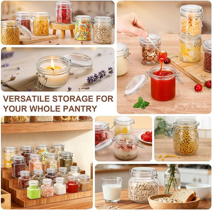 4oz Mini Airtight Glass Jars with Clamp Lid - Small Spice, Jam & Honey Jars for Kitchen Pantry Storage, Cute Clear Sauce Containers for Seasoning, Sugar, Salt, Wedding & Party Favors