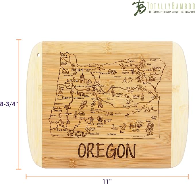 Totally Bamboo A Slice of Life Oregon State Serving and Cutting Board, 11" x 8.75"