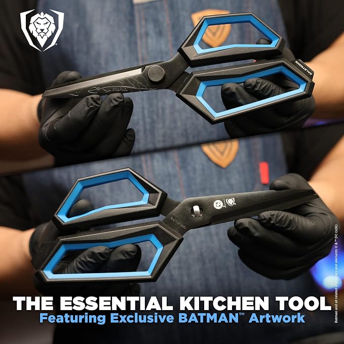 Dalstrong Kitchen Scissors - BATMAN™ Edition - Shadow Black Edition - Heavy-Duty 3CR13 Stainless Steel - Black Titanium Coating - ABS & TPR Handles Shears - Detachable DC Artwork Blade - Collectible